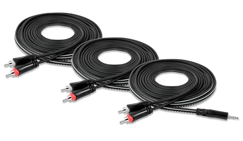 Gearlux 15-Foot TRS-to-Dual-RCA Stereo Breakout Cable - 3 Pack