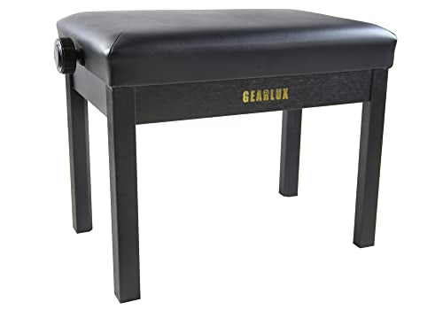 Gearlux Adjustable Piano Bench - Black