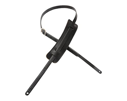Levy's Leathers 5/8-Inch Veg-Tan Leather Guitar Strap With Classic '50s Pad and Buckle Adjustment - Black