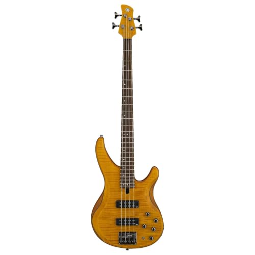 Yamaha TRBX604 4-String Flamed Maple Electric Bass Guitar - Matte Amber