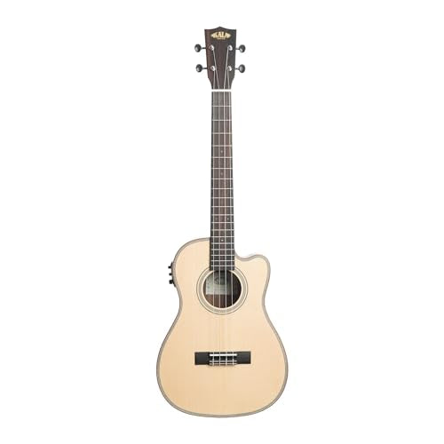 Kala KA-SSEBY-B-CE Solid Spruce Top Striped Ebony Baritone Cutaway Acoustic-Electric Ukulele