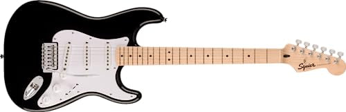 Fender Squier Sonic Stratocaster, White Pickguard - Black