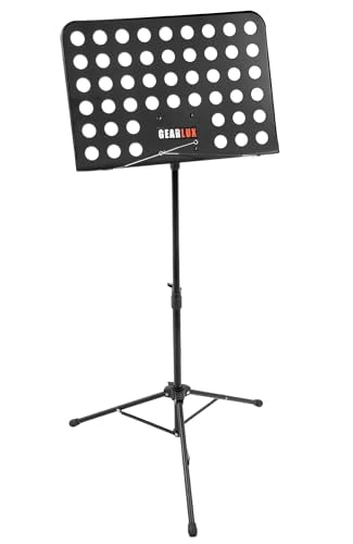Gearlux Vented Die-Cast Sheet Music Stand with Height Adjustment and Triple-Layer Anti-Rust Coating
