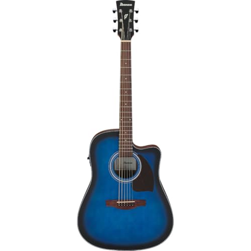 Ibanez PF50CE PF Performance Dreadnought Acoustic-Electric Guitar - Transparent Blue Sunburst