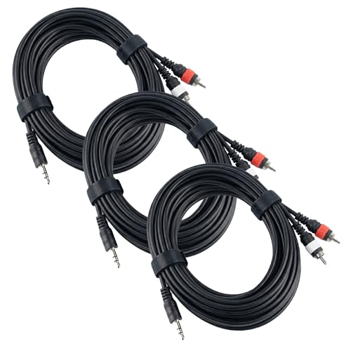 Gearlux 10-Foot TRS-to-Dual-RCA Stereo Breakout Cable - 3 Pack