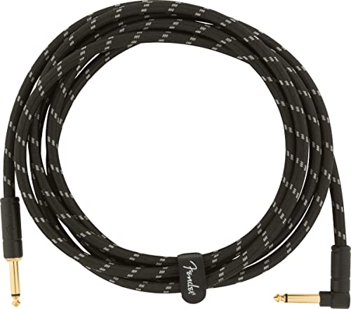 Fender 10-Foot Deluxe Instrument Cable, Straight-Angled, Black Tweed - 1 Pack