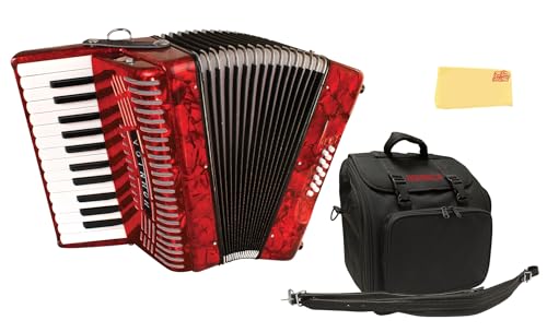 Hohner Hohnica 1303 12 Bass Piano Accordion - Pearl Red w/ Gig Bag
