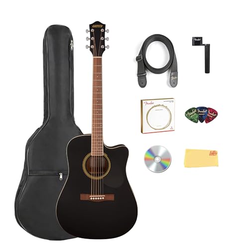 Gretsch Prelude D100CE Dreadnought Cutaway Acoustic-Electric Guitar - Black w/ Gig Bag