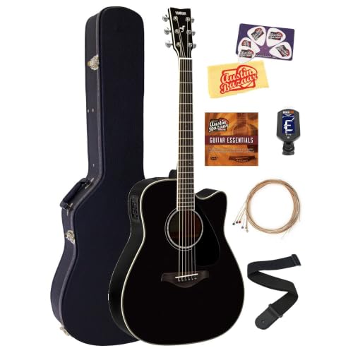 Yamaha FGX830C Solid Top Folk Acoustic-Electric Guitar - Black w/ Hard Case