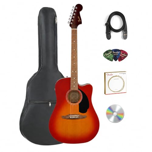 Fender California Redondo CE Dreadnought Acoustic-Electric Guitar - Garnet Burst w/ Gig Bag