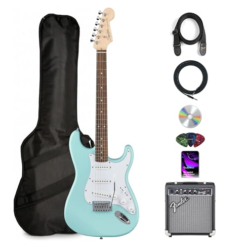 Fender Squier Stratocaster - Daphne Blue w/ Frontman 10G Amplifier