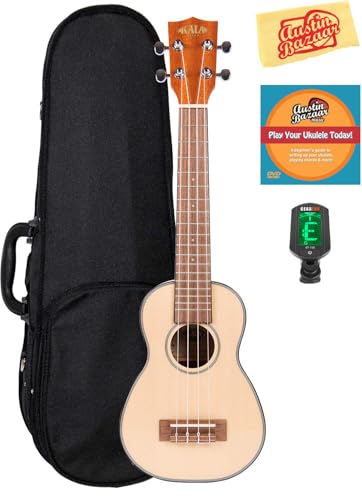 Kala KA-SSLNG Solid Spruce Mahogany Long Neck Soprano Ukulele w/ Hard Case