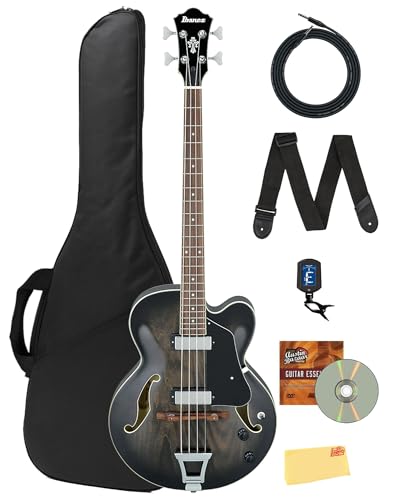 Ibanez AFB200 AFB Artcore Hollow Body Bass - Transparent Black Sunburst w/ Gig Bag