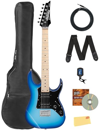 Ibanez GRGM21M RG Gio miKro Short-Scale Electric Guitar - Blue Burst Bundle w/ Gig Bag