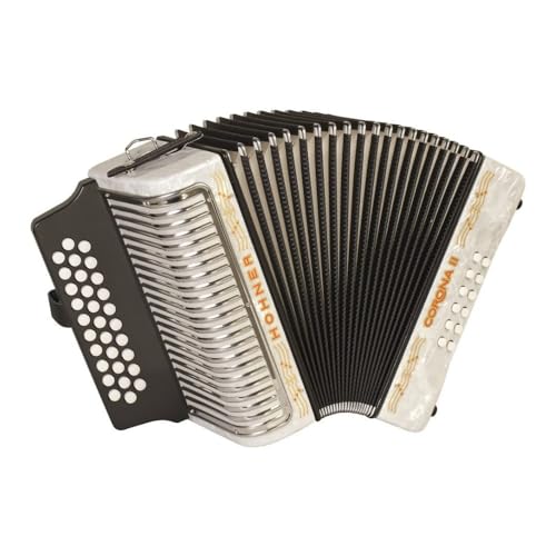 Hohner Corona II Diatonic Accordion, White - Key of G/C/F