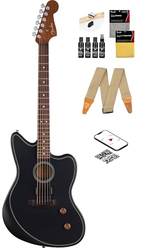 Fender Acoustasonic Standard Jazzmaster - Black w/ Cleaning Kit