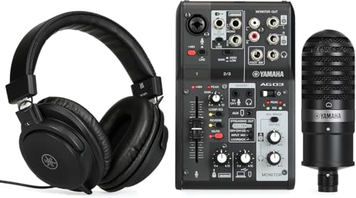 Yamaha AG03MK2 3-Channel Live Streaming Mixer - Black Pack with Headphones