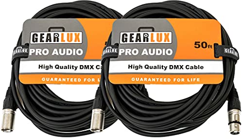 Gearlux 50-Foot 3-Pin Male-to-Female DMX Cable - 2 Pack