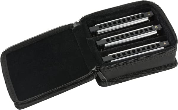 Fender Blues Deluxe Harmonica 3 Pack - Keys A, C, G w/ Carrying Case