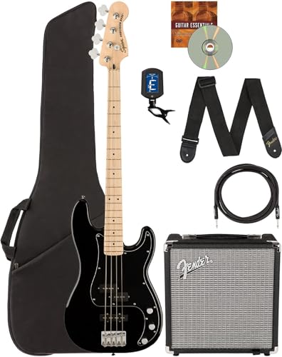 Fender Squier Affinity Precision Bass PJ - Black w/ Rumble 15 Amplifier