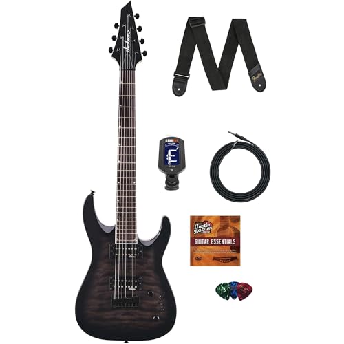 Jackson Dinky Arch Top JS22Q-7 Electric Guitar - Transparent Black Burst w/ Instrument Cable