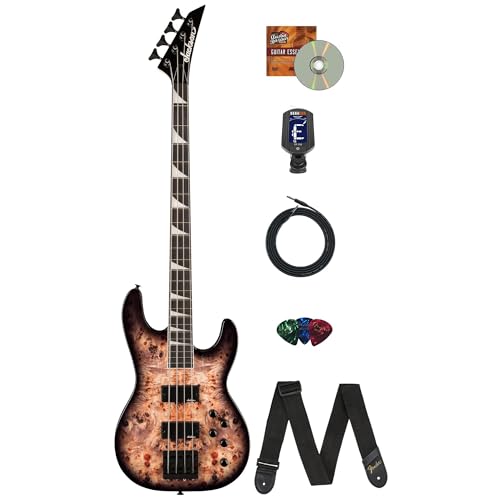 Jackson JS Series Concert Bass CB JS3P Bass Guitar - Transparent Black Burst w/ Instrument Cable