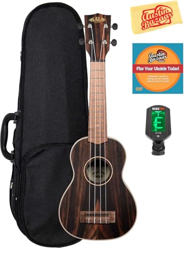 Kala KA-EBY-S Striped Ebony Soprano Ukulele w/ Hard Case
