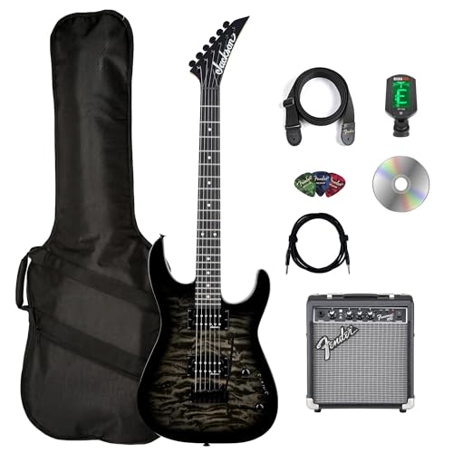 Jackson JS Series Dinky JS11Q Electric Guitar - Transparent Black w/ Frontman 10G Amplifier