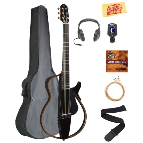 Yamaha SLG200S Steel String Silent Guitar - Trans Black w/ Headphones