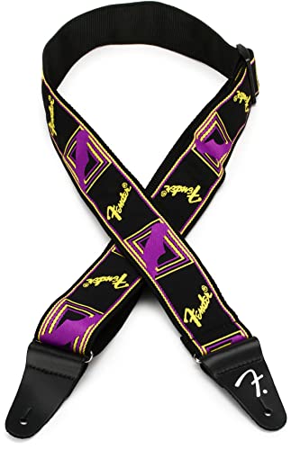Fender Neon Monogrammed 2-Inch Guitar Strap - Purple and Yellow