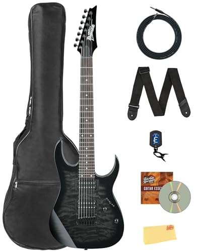 Ibanez GRG7221QA RG Gio 7-String Electric Guitar - Transparent Black Sunburst w/ Gig Bag