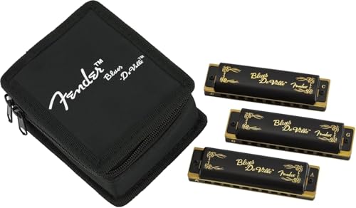 Fender Blues Deville Harmonica - Pack of 3 with Keys C, G, A, and Case