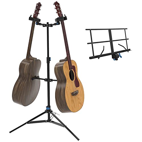 IA Stands ECT8 Double Guitar Stand with Sheet Music Stand Holder