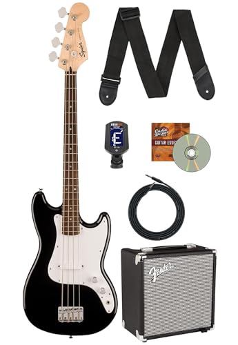 Fender Squier Sonic Bronco Bass - Black w/ Rumble 15 Amplifier