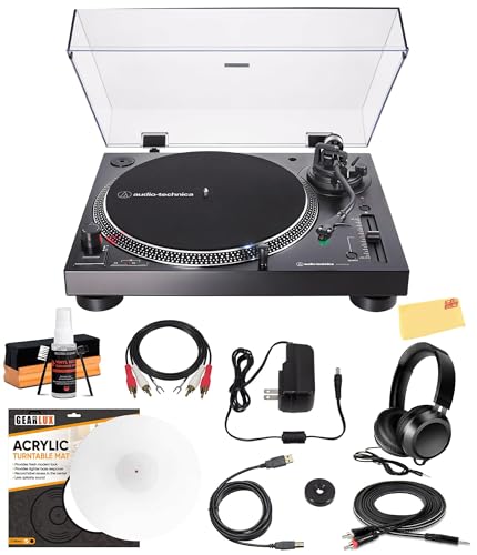 Audio-Technica AT-LP120XBT-USB Wireless Direct-Drive Turntable - Black w/ Headphones