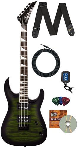 Jackson JS Series Dinky Arch Top JS32Q DKA HT Electric Guitar - Transparent Green Burst w/ Instrument Cable