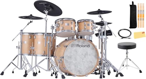 Roland VAD716-GN V-Drums Acoustic Design Electronic Drum Set - Gloss Natural w/ Drum Throne