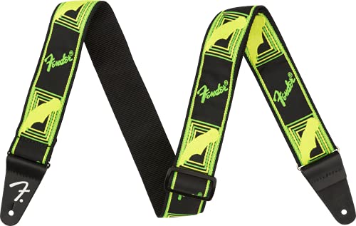 Fender Neon Monogrammed 2-Inch Guitar Strap - Green and Yellow