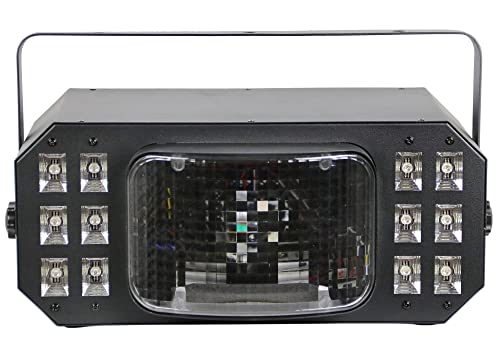 Gearlux 3-in-1 Strobe/UV Derby Light 10-Watt 2PCS RGBW CREE LEDs and 12PCS UV+White LED