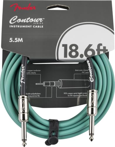 Fender Contour Instrument Cable, Straight-Straight, Sherwood Green - 18.6 Feet