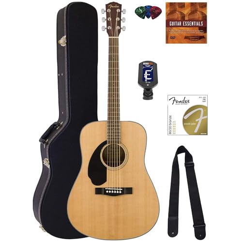 Fender CD-60S Solid Top Dreadnought Acoustic Guitar, Left Handed - Natural w/ Hard Case