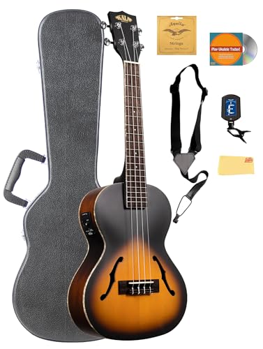 Kala KA-JTE-2TS Archtop Tobacco Burst Tenor Ukulele w/ Case