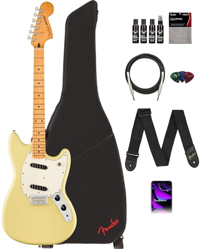 Fender Player II Mustang - Hialeah Yellow w/ Cleaning Kit