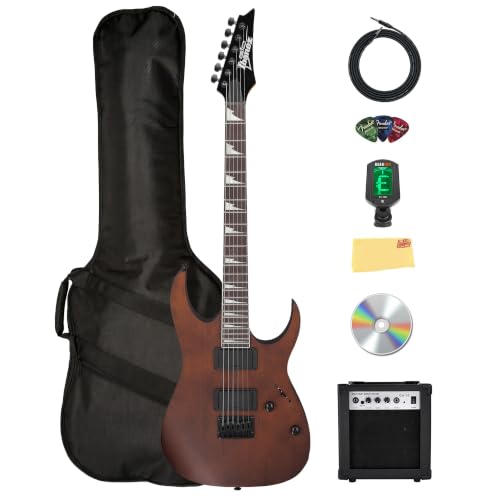 Ibanez GRG121DX RG Gio Electric Guitar - Walnut Flat w/ Amplifier