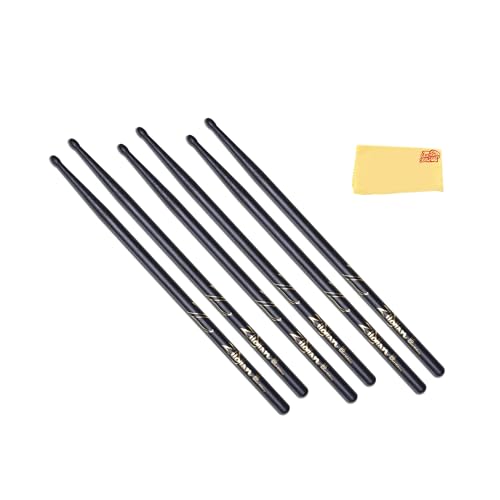Zildjian 5A Black Drumsticks - 3 Pack
