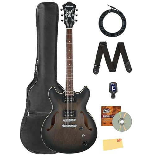 Ibanez AS53 AS Artcore Hollow Body Electric Guitar - Transparent Black Flat w/ Gig Bag