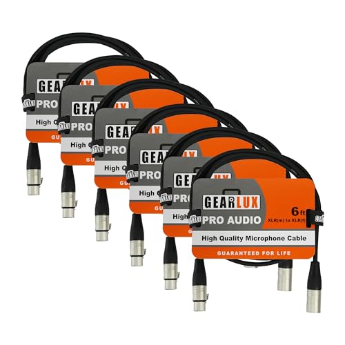 Gearlux 6-Foot XLR Microphone Cable - 6 Pack