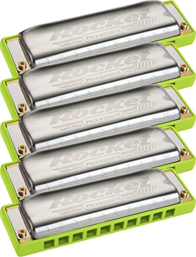 Hohner Rocket Amp Harmonica Set with Keys of C, G, A, D, and B Flat