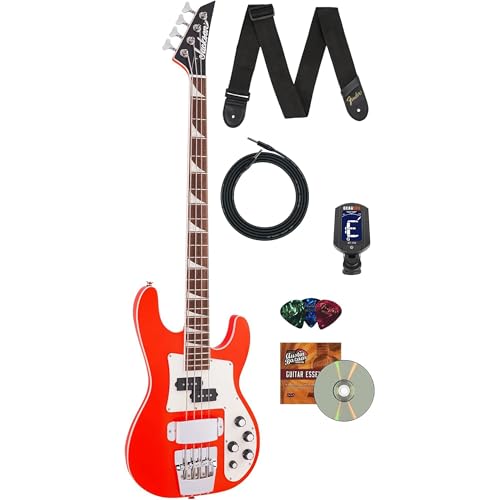 Jackson X Series Concert Bass CBXNT DX IV Bass Guitar - Rocket Red w/ Instrument Cable, Strap, Tuner, Picks, and Austin Bazaar Instructional DVD