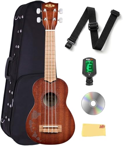 Kala KA-15S-H1 Satin Mahogany Soprano Ukulele - Hawaiian Islands w/ Hard Case